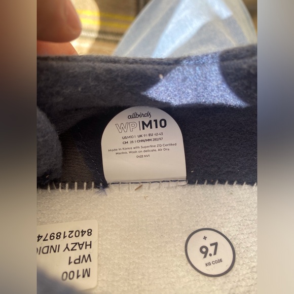 Allbirds Men’s Wool Pipers Hazy Indigo Blue Like New SZ 10 - Picture 9 of 10